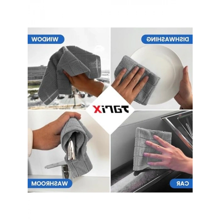 Mikrofiber Kareli Mutfak Bezi, 40x40 cm Boyutunda (3lü Set)