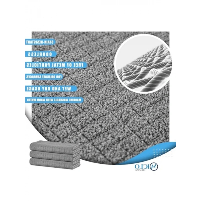 Mikrofiber Kareli Mutfak Bezi Seti, 40x40 cm Boyut, 3 Adet ile Leke Tutmaz