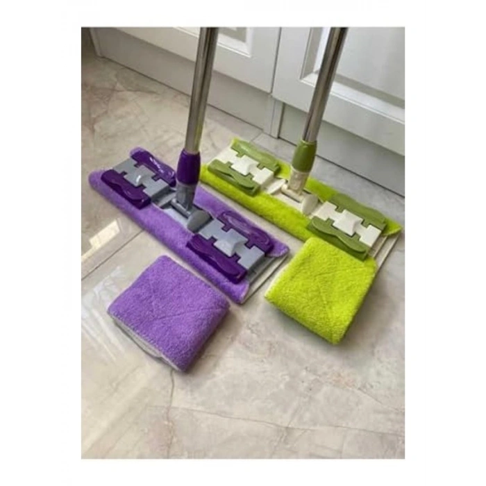 Mikrofiber Mandallı Mop, Teleskopik Sap ve 360 Derece Dönme Özelliği