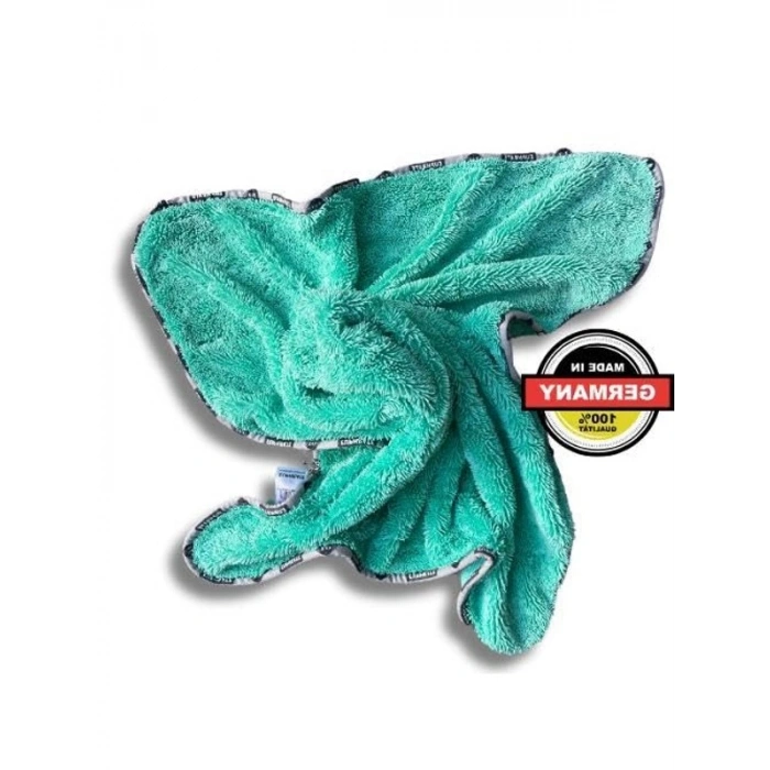 Mikrofiber oto temizlik bezi, 75x55 cm boyutunda, yeşil renk
