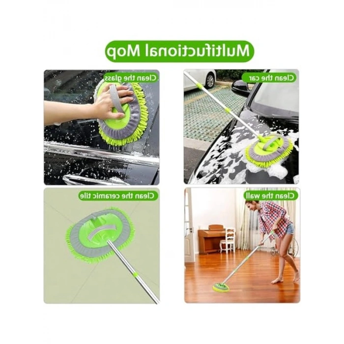 Mikrofiber Uzun Saplı Fırça Seti ile Araç Yıkama ve Temizleme
