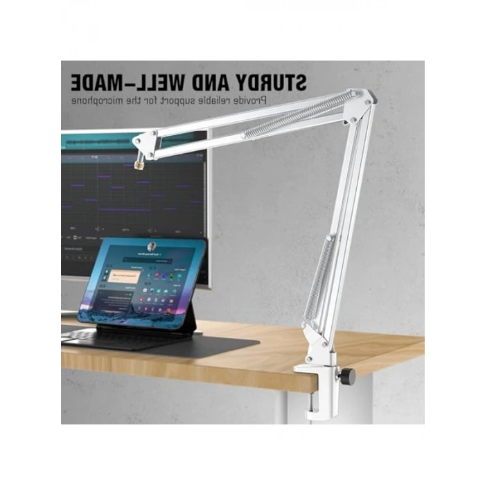 Mikrofon bom kolu, metal makaslı stand, ev stüdyoları için