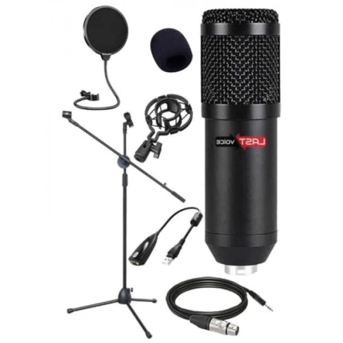 Mikrofon Seti (Shock Mount, Stand, Filtre ve Dönüştürücü)