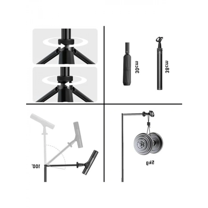 Mikrofon Standı, Esnek Boyun ile Kullanıma Uygun