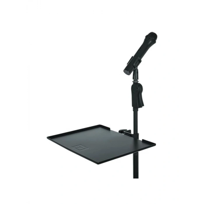Mikrofon standı için kelepçeli yardımcı raf, siyah renk