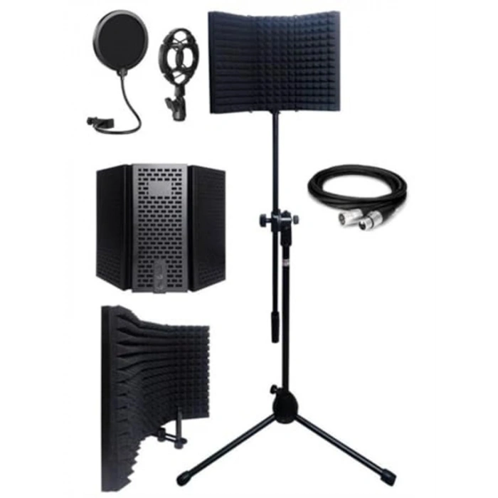 Mikrofon Standı ile Yalıtım Paneli ve Pop Filtre Seti