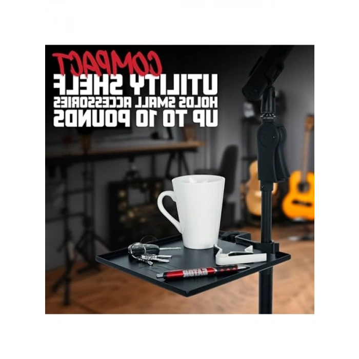 Mikrofon Standı ve Kaydırmaz Tabana Sahip Clamp-On Utility Shelf