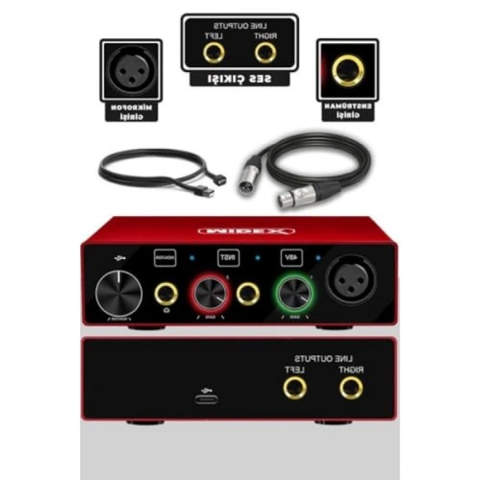 Mikrofon, Stüdyo Ses Kartı, Stand ve Filtre ile Glx Paket Set