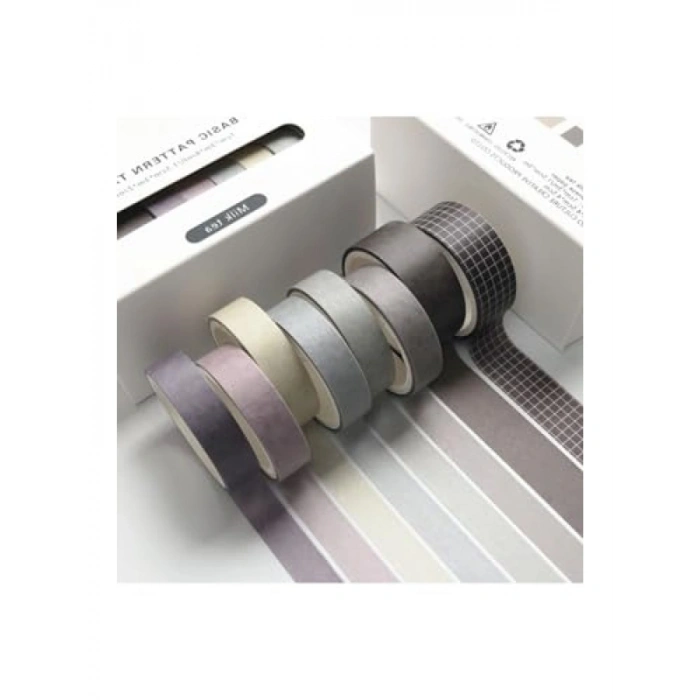 Milk Tea Temalı 6 Renkli Washi Bant Seti