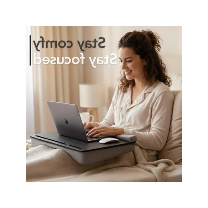 Minderli Laptop Sehpası, Antik Gri Renk ile Rahat Kullanım İmkanı