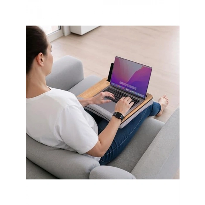 Minderli Laptop Sehpası - Meşe Gri Renk Seçeneği ile