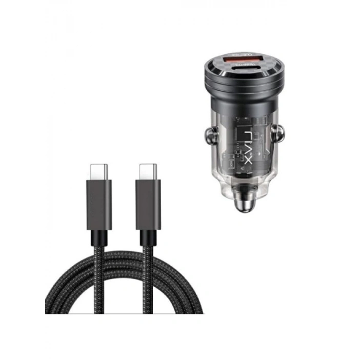 Mini Araç Şarj Cihazı ve Hızlı Şarj Data Kablosu - 45W PD/QC