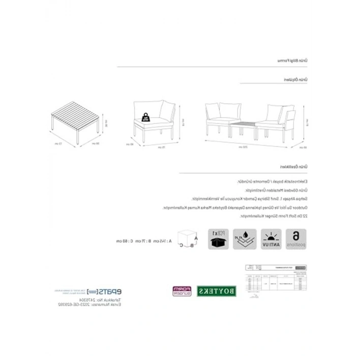 Mini Bahçe ve Balkon Mobilyası, Gri Renk Seçeneği ile