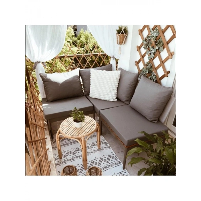 Mini Bahçe ve Balkon Mobilyası, Gri Renk Seçeneği ile