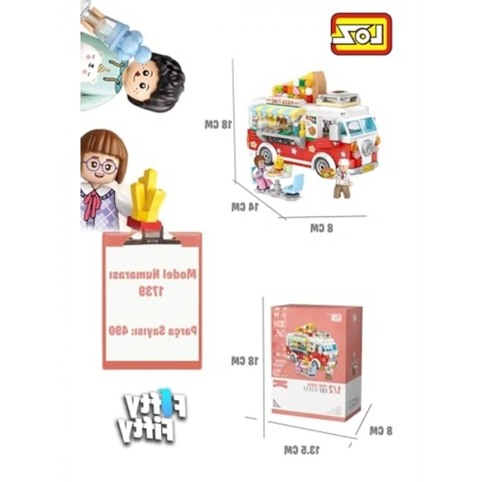 Mini Blok Yapım Seti, 490 Parça ile Pizza Kamyonu Tasarımı