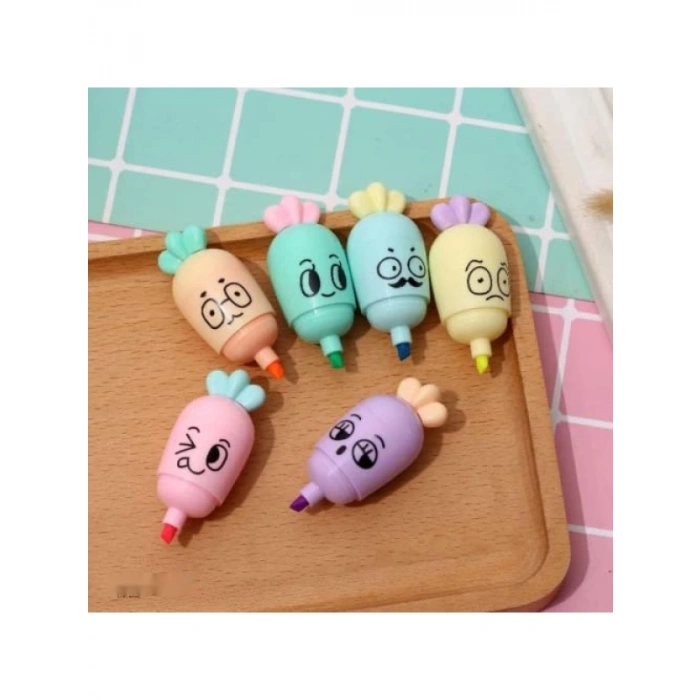 Mini Boy Pastel Renkli Fosforlu Kalem, 6lı Set