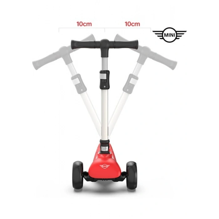 Mini Cooper Lisanslı 3 Tekerlekli Katlanabilir Ayarlanabilir Işıklı 50 kg Taşıma Kapasiteli Scooter Kırmızı