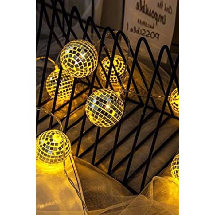 Mini Disko Topu Dekoratif Led Işık Zinciri - 10 Lu Set