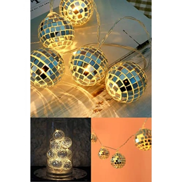 Mini Disko Topu Dekoratif Led Işık Zinciri - 10 Lu Set