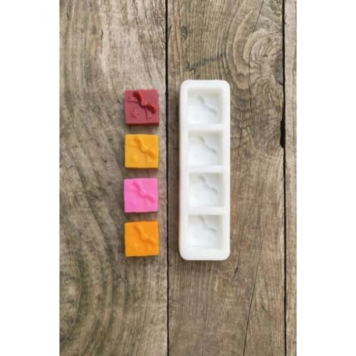 Mini Dörtlü Silikon Mum Kalıbı Seti