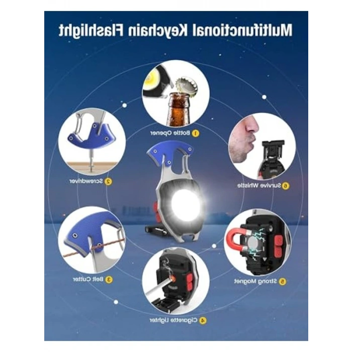 Mini El Feneri, 800 Lümen, 6 Mod, USB-C Şarjlı, Çok Amaçlı Kullanım İçin