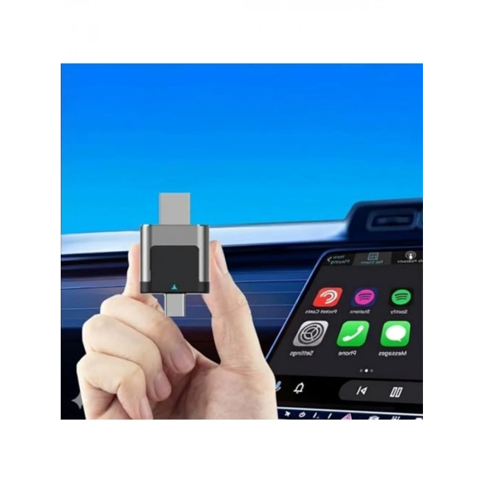 Mini Ergonomik 2in1 Kablosuz CarPlay ve Android Auto Adaptörü