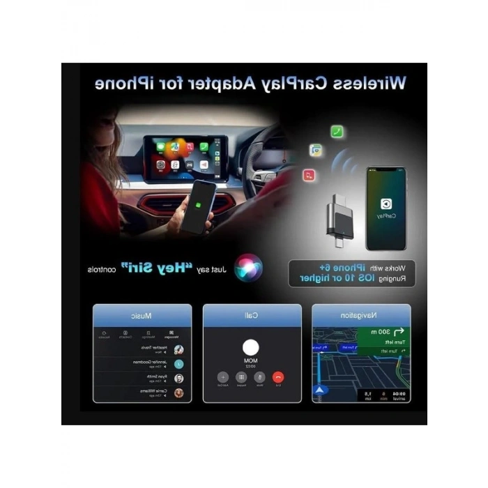Mini Ergonomik 2in1 Kablosuz CarPlay ve Android Auto Adaptörü