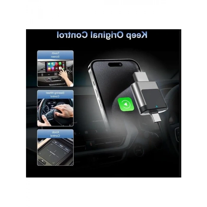 Mini Ergonomik 2in1 Kablosuz CarPlay ve Android Auto Adaptörü