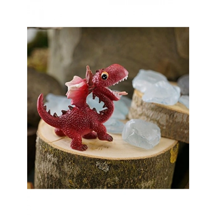 Mini Kırmızı Ejderha Figürü - Teraryum ve Bahçe Dekoru