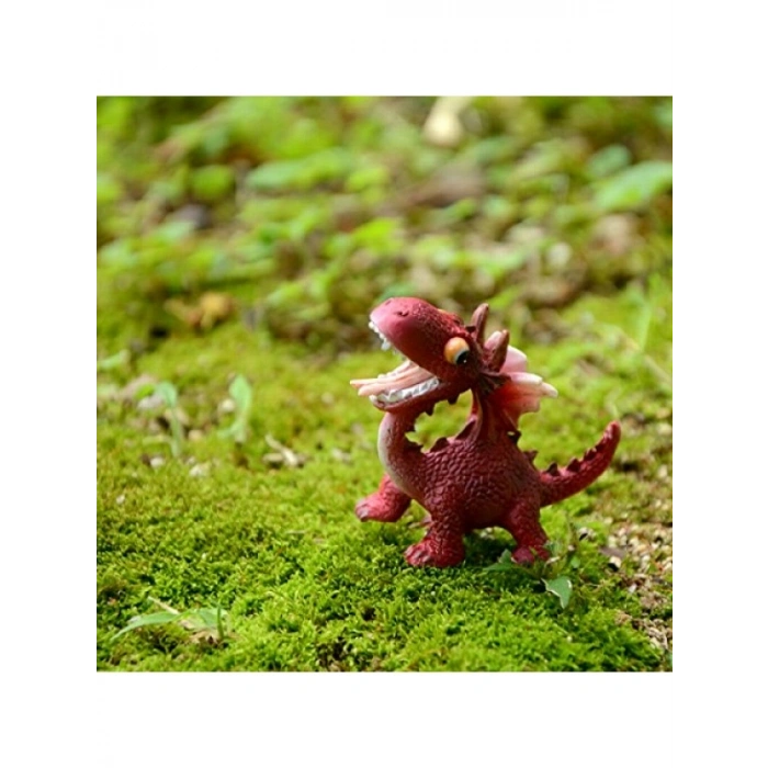 Mini Kırmızı Ejderha Figürü - Teraryum ve Bahçe Dekoru