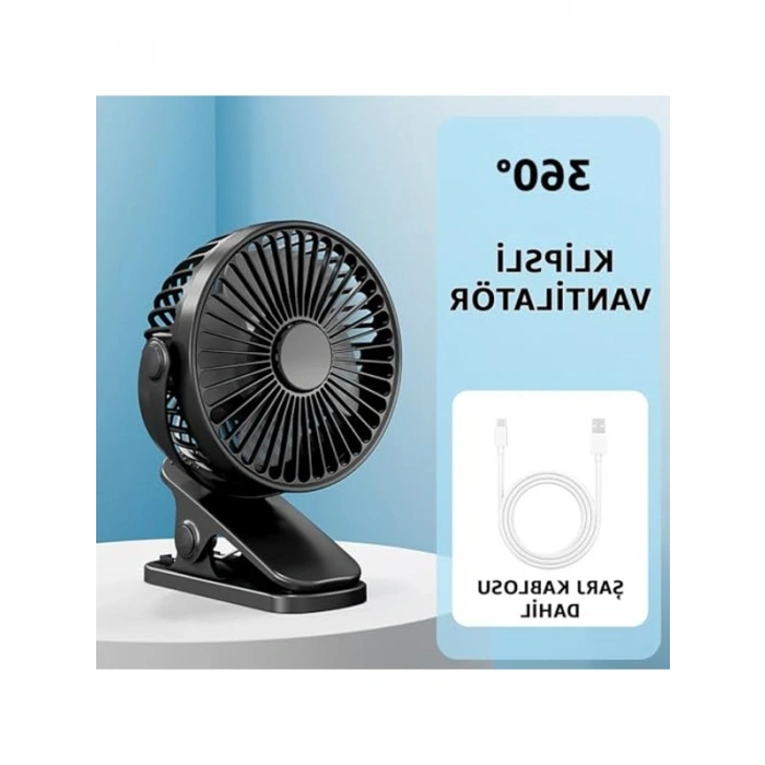 Mini Klipsli Vantilatör, 3 Kademeli Hız ve Taşınabilir Tasarım
