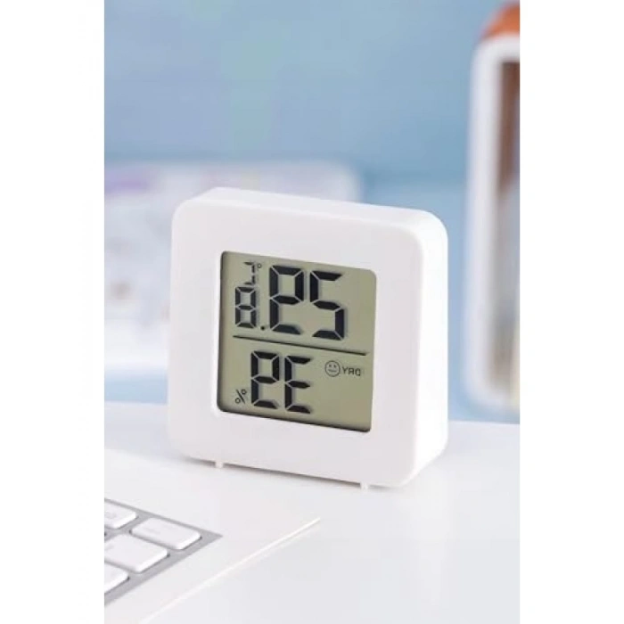 Mini LCD Ekranlı Sıcaklık ve Nem Ölçer - Duvara Takılabilir