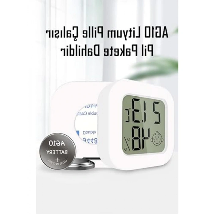 Mini LCD Ekranlı Sıcaklık ve Nem Ölçer - Duvara Takılabilir