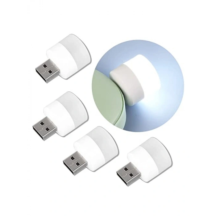 Mini LED USB Gece Işıkları, Sıcak Beyaz, 4 Adet