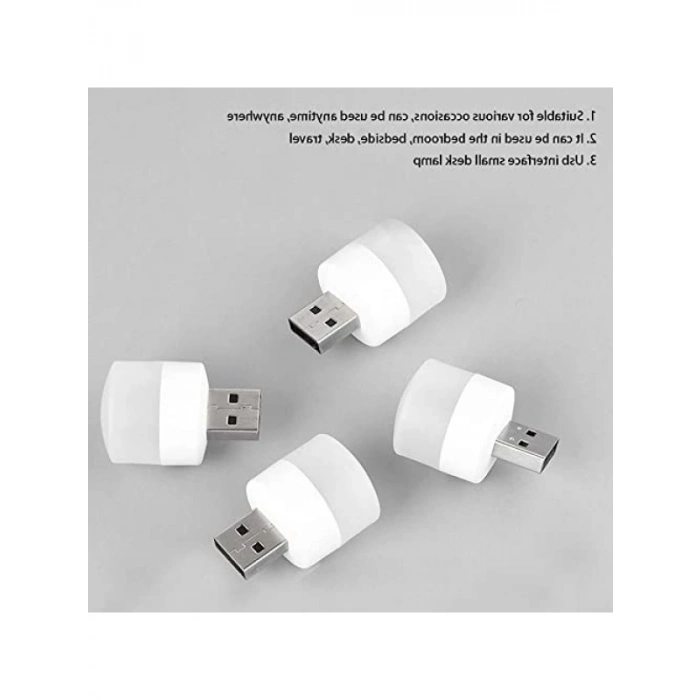 Mini LED USB Gece Işıkları, Sıcak Beyaz, 4 Adet