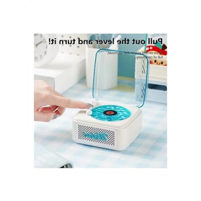 Mini Plak Görünümlü Bluetooth Hoparlör - Retro Tasarım