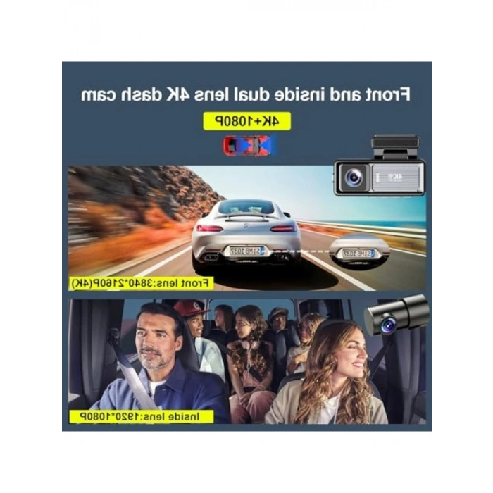 Mini WiFi GPS Dash Kamera - 4K Ön Kamera & 1080P Arka Kamera