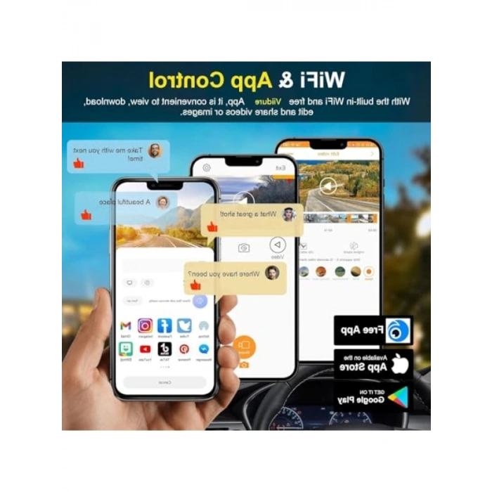 Mini WiFi GPS Dash Kamera - 4K Ön Kamera & 1080P Arka Kamera