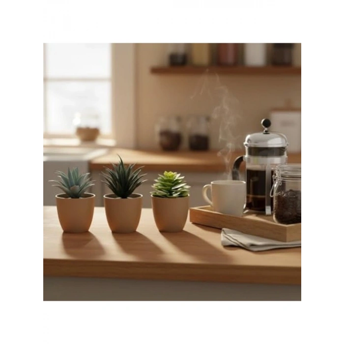 Mini Yapay Sukulent Seti, 8 cm Saksı ile Dekoratif Bitki Tasarımı