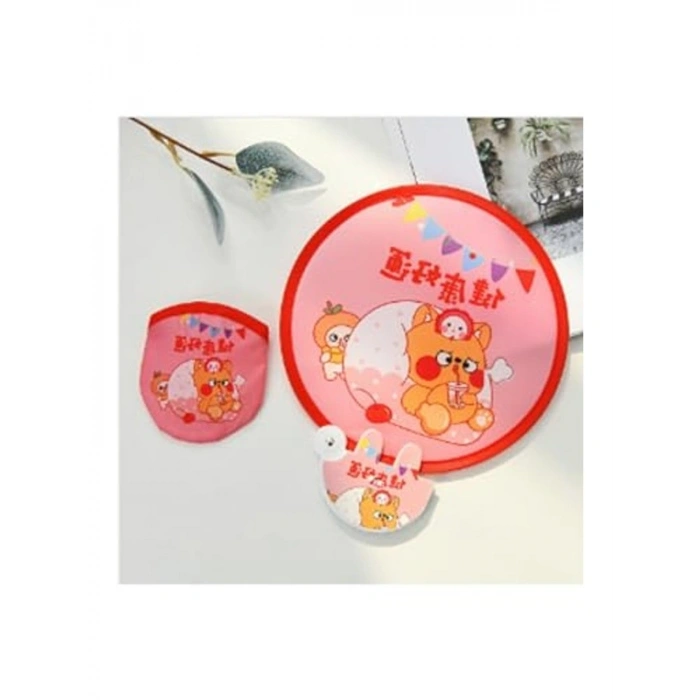 Minik Köpek Figürlü Japon Tarzı Katlanabilir Yelpaze, Çap 21 cm