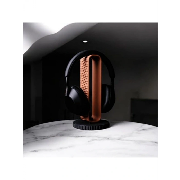 Minimalist Kulaklık Standı, Bakır-Siyah Renk, Şık Tasarım