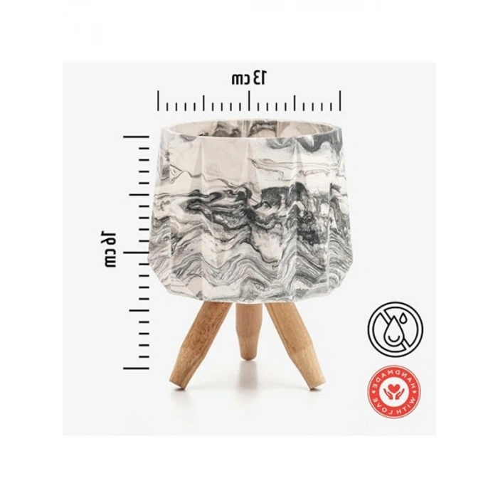 Minimalist tasarım, el yapımı beyaz beton saksı, 19 cm