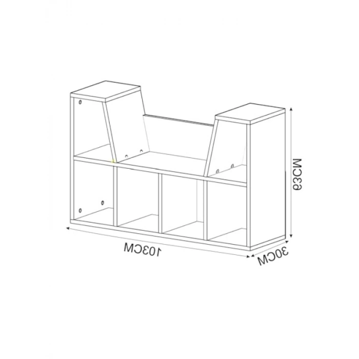 Minimalist Tasarımlı 103 cm Minderli Kitaplık - Antrasit