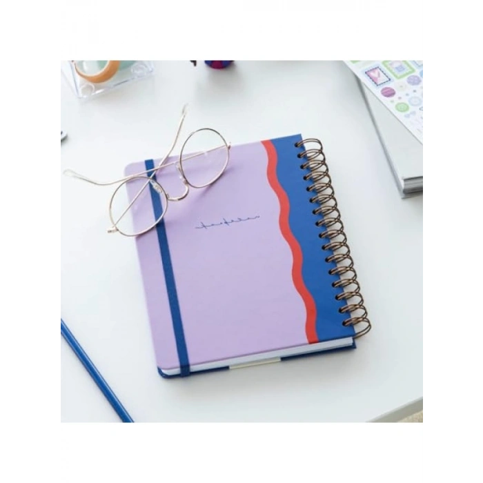 Minimalist Tasarımlı A5 Spiralli Düz Not Defteri - Lila Renk