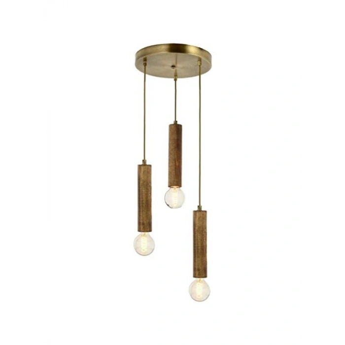 Modern Ahşap Kaplama Avize, E27 Soket, 35 cm