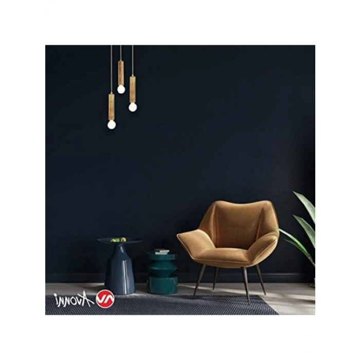 Modern Ahşap Kaplama Avize, E27 Soket, 35 cm