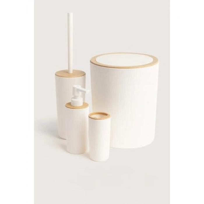 Modern Çizgili 4 Parça Banyo Çöp Kovası Seti - 7 Litre