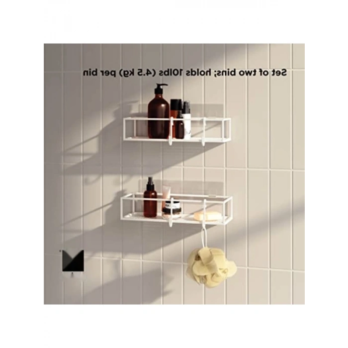 Modern Duş Rafı Seti - Delmeden Montaj, 2li Set