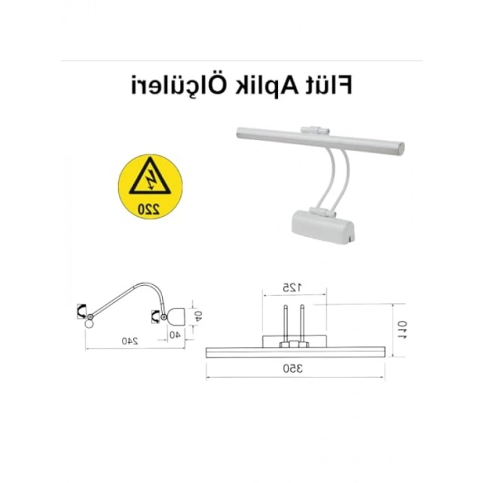 Modern Flüt Led Aplik 35 cm Beyaz Işık