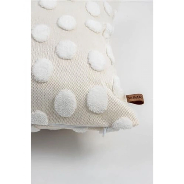 Modern Jakarlı Kırlent Kılıfı 43x43 cm Ekru